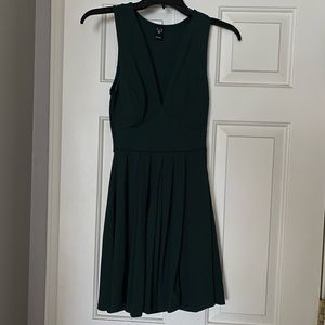 Windsor Forest Green V Neck Mini Dress
